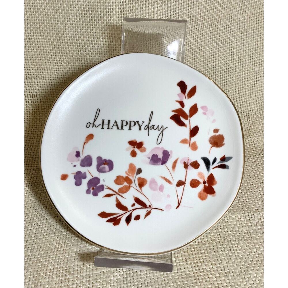 New KARMA Oh Happy Day boho prairie floral wildflower trinket plate dish